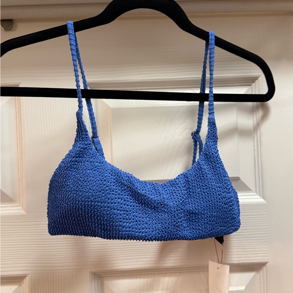 Zara Textured Blue Bikini Top
